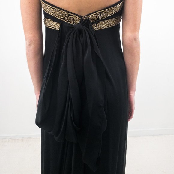 Marchesa 2 Silk Goddess Formal Maxi Gown Black - Picture 10 of 13